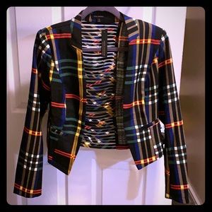 Multi colored plaid blazer